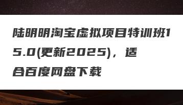 陆明明淘宝虚拟项目特训班15.0(更新2025)，适合百度网盘下载