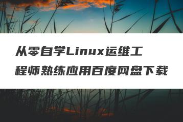 从零自学Linux运维工程师熟练应用百度网盘下载