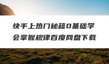 快手上热门秘籍0基础学会掌握规律百度网盘下载