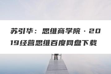 苏引华：思维商学院·2019经营思维百度网盘下载
