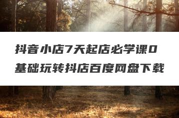 抖音小店7天起店必学课0基础玩转抖店百度网盘下载