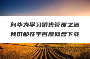 向华为学习销售管理之道我们都在学百度网盘下载