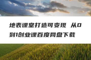 地表课堂打造可变现 从0到1创业课百度网盘下载