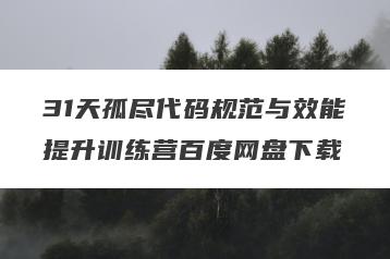 31天孤尽代码规范与效能提升训练营百度网盘下载