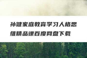 孙健家庭教育学习人格思维精品课百度网盘下载