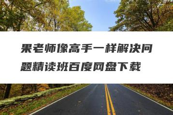 果老师像高手一样解决问题精读班百度网盘下载