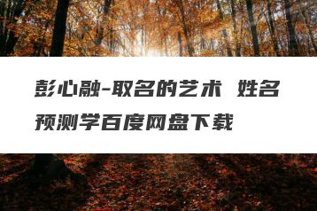 彭心融-取名的艺术 姓名预测学百度网盘下载