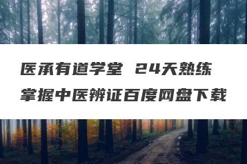 医承有道学堂 24天熟练掌握中医辨证百度网盘下载