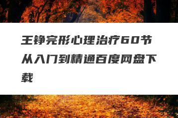 王铮完形心理治疗60节从入门到精通百度网盘下载