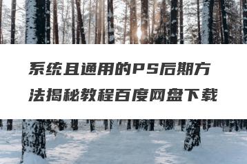 系统且通用的PS后期方法揭秘教程百度网盘下载