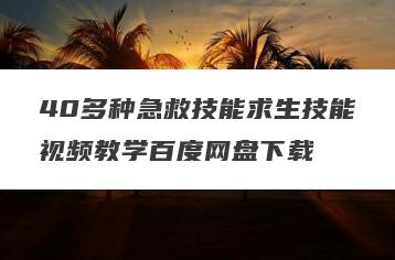 40多种急救技能求生技能视频教学百度网盘下载