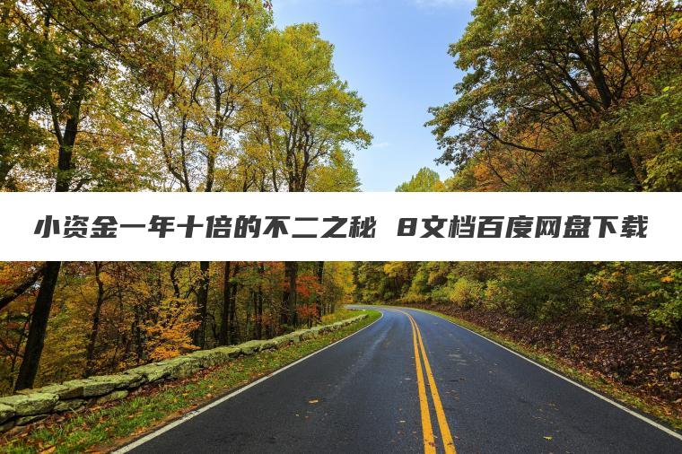小资金一年十倍的不二之秘 8文档百度网盘下载