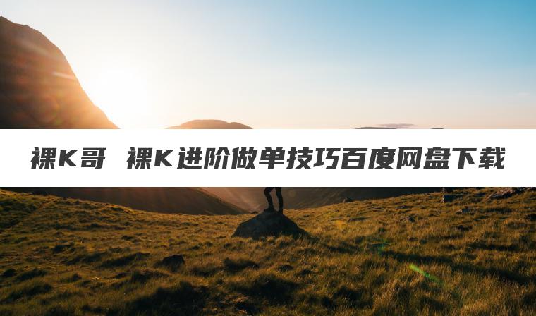 裸K哥 裸K进阶做单技巧百度网盘下载