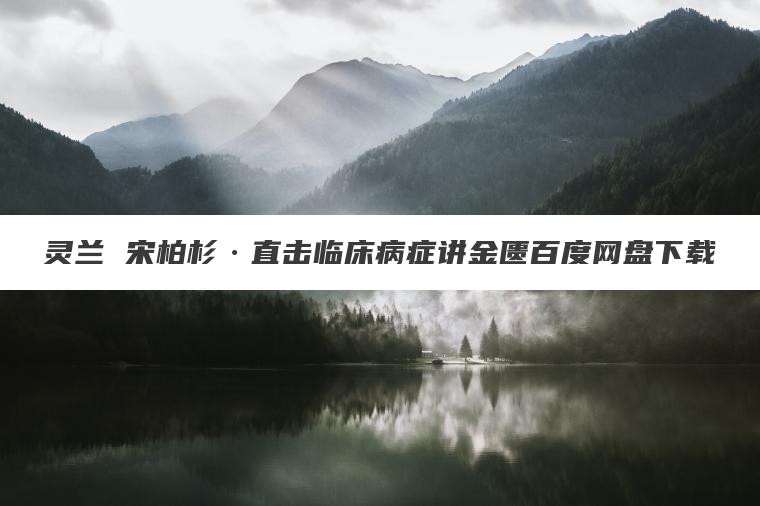 灵兰 宋柏杉直击临床病症讲金匮百度网盘下载