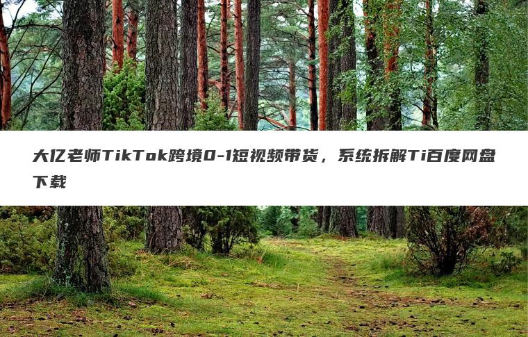 大亿老师TikTok跨境0-1短视频带货,系统拆解Ti百度网盘下载 大亿老师TikTok跨境0-1短视频带货,系统拆解Ti百度网盘下载