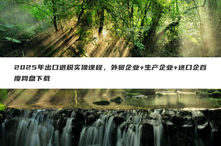 2025年出口退税实操课程，外贸企业+生产企业+进口企百度网盘下载