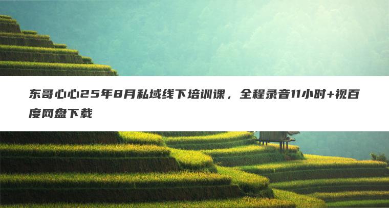 东哥心心25年8月私域线下培训课,全程录音11小时+视百度网盘下载 东哥心心25年8月私域线下培训课,全程录音11小时+视百度网盘下载