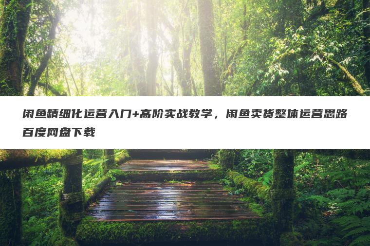 闲鱼精细化运营入门+高阶实战教学,闲鱼卖货整体运营思路百度网盘下载 闲鱼精细化运营入门+高阶实战教学,闲鱼卖货整体运营思路百度网盘下载