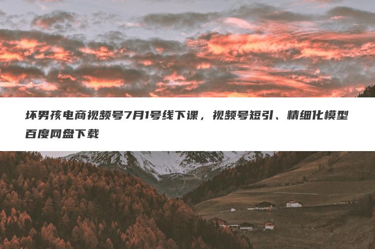 坏男孩电商视频号7月1号线下课,视频号短引、精细化模型百度网盘下载 坏男孩电商视频号7月1号线下课,视频号短引、精细化模型百度网盘下载