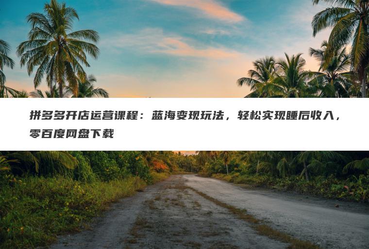 拼多多开店运营课程:蓝海变现玩法,轻松实现睡后收入,零百度网盘下载 拼多多开店运营课程:蓝海变现玩法,轻松实现睡后收入,零百度网盘下载