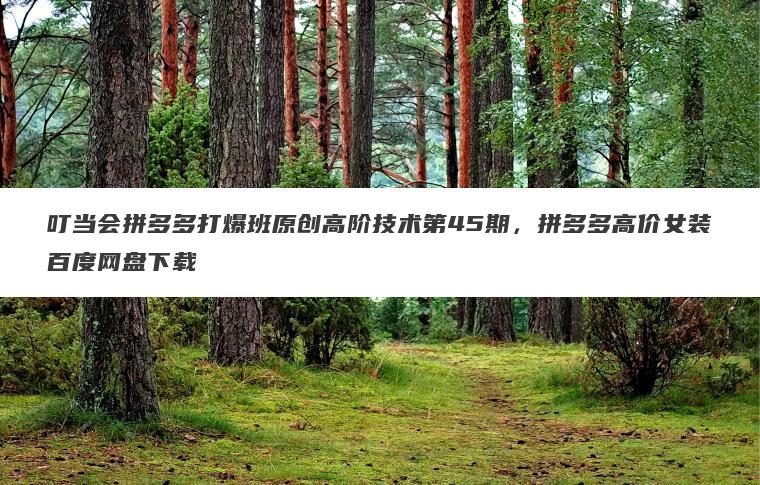 叮当会拼多多打爆班原创高阶技术第45期,拼多多高价女装百度网盘下载 叮当会拼多多打爆班原创高阶技术第45期,拼多多高价女装百度网盘下载
