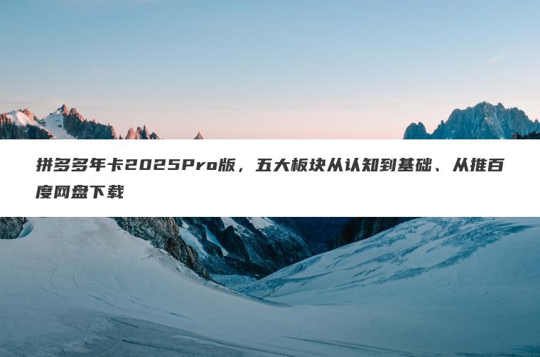 拼多多年卡2025Pro版,五大板块从认知到基础、从推百度网盘下载 拼多多年卡2025Pro版,五大板块从认知到基础、从推百度网盘下载