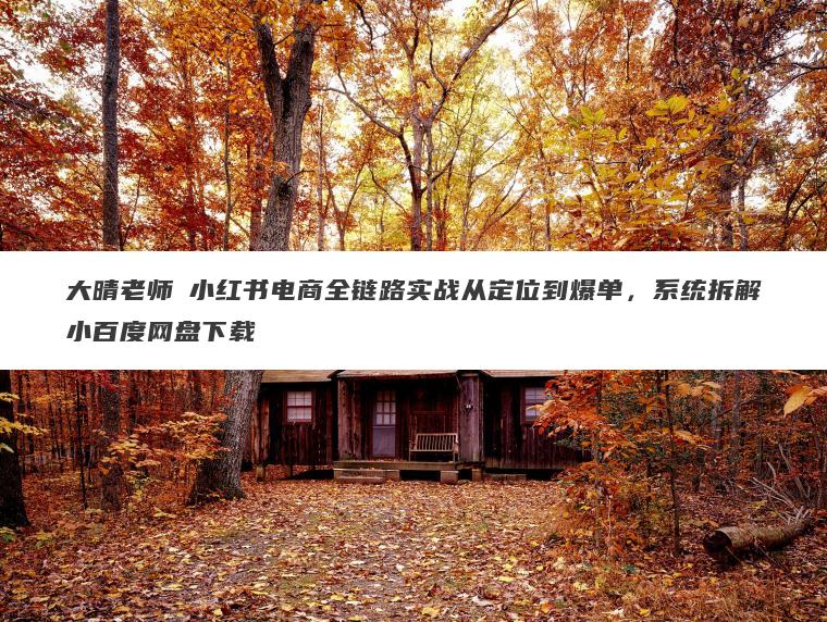 大晴老师・小红书电商全链路实战从定位到爆单,系统拆解小百度网盘下载 大晴老师・小红书电商全链路实战从定位到爆单,系统拆解小百度网盘下载