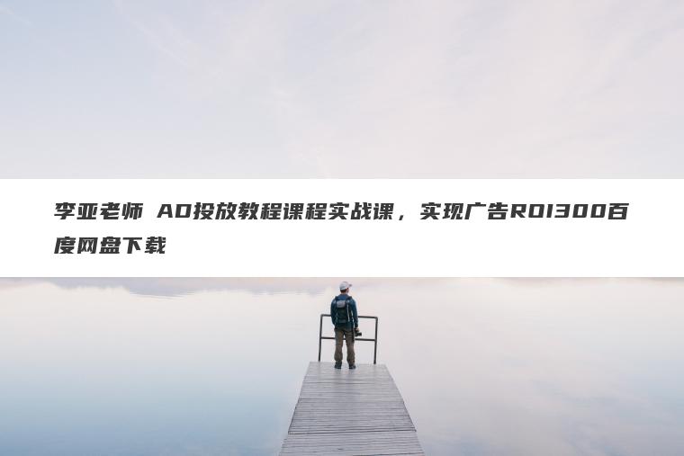 李亚老师・AD投放教程课程实战课,实现广告ROI300百度网盘下载 李亚老师・AD投放教程课程实战课,实现广告ROI300百度网盘下载
