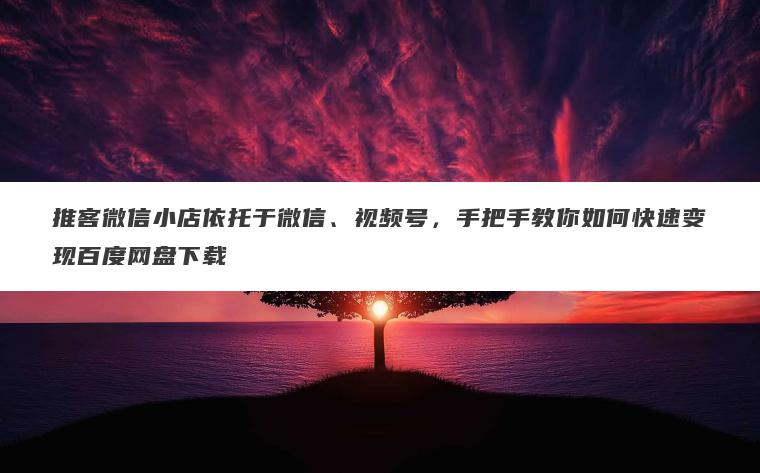 推客微信小店依托于微信、视频号,手把手教你如何快速变现百度网盘下载 推客微信小店依托于微信、视频号,手把手教你如何快速变现百度网盘下载
