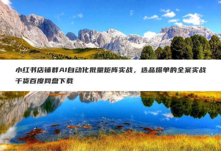 小红书店铺群AI自动化批量矩阵实战，选品爆单的全案实战干货百度网盘下载