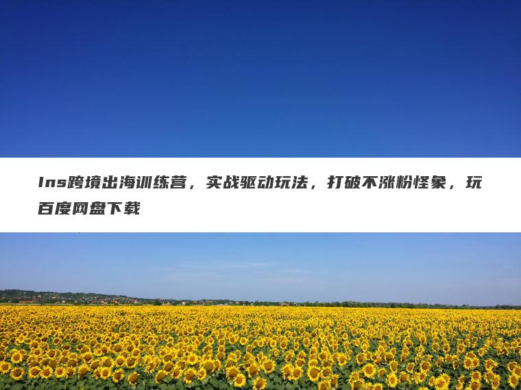 Ins跨境出海训练营,实战驱动玩法,打破不涨粉怪象,玩百度网盘下载 Ins跨境出海训练营,实战驱动玩法,打破不涨粉怪象,玩百度网盘下载