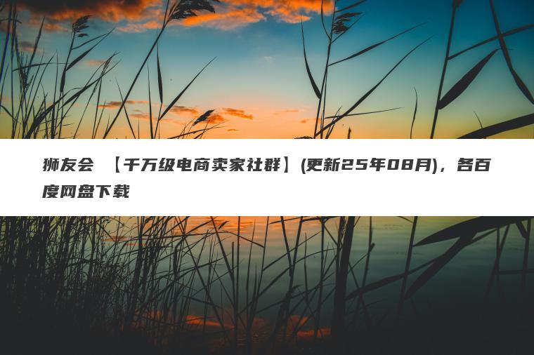 狮友会・【千万级电商卖家社群】(更新25年08月)，各百度网盘下载