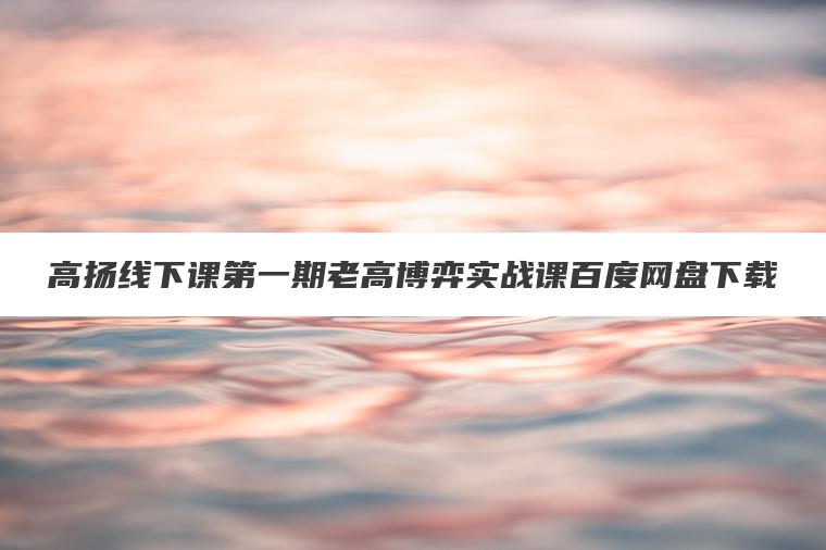 高扬线下课第一期老高博弈实战课百度网盘下载