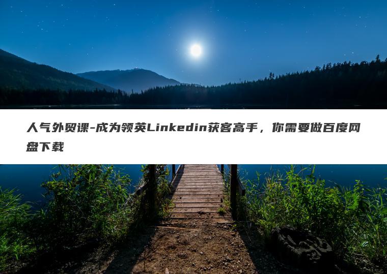 人气外贸课-成为领英Linkedin获客高手，你需要做百度网盘下载