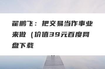 翟鹏飞：把交易当作事业来做（价值39元百度网盘下载