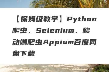 【保姆级教学】Python爬虫、Selenium、移动端爬虫Appium百度网盘下载