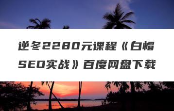 逆冬2280元课程《白帽SEO实战》百度网盘下载