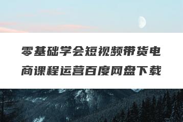 零基础学会短视频带货电商课程运营百度网盘下载