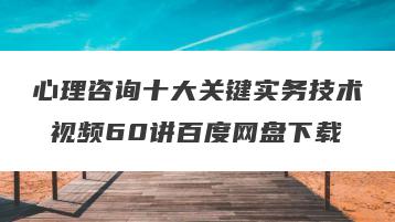 心理咨询十大关键实务技术 视频60讲百度网盘下载