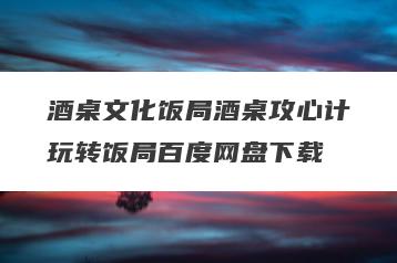 酒桌文化饭局酒桌攻心计玩转饭局百度网盘下载
