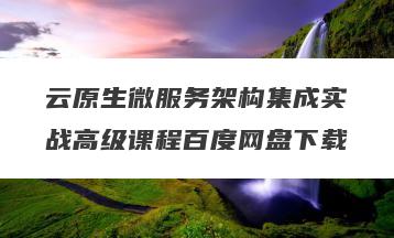 云原生微服务架构集成实战高级课程百度网盘下载