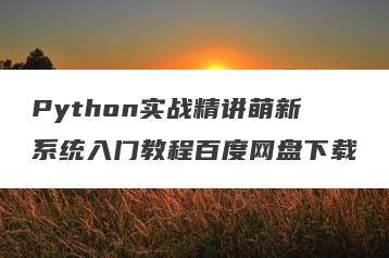 Python实战精讲萌新系统入门教程百度网盘下载