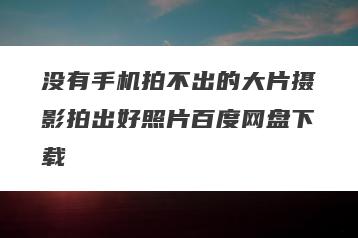 没有手机拍不出的大片摄影拍出好照片百度网盘下载