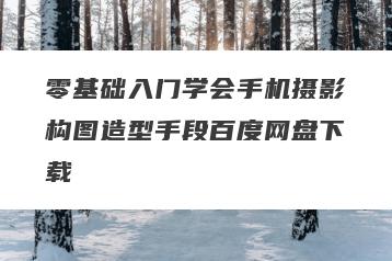 零基础入门学会手机摄影构图造型手段百度网盘下载