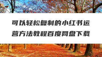 可以轻松复制的小红书运营方法教程百度网盘下载