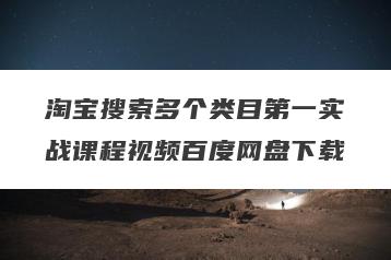 淘宝搜索多个类目第一实战课程视频百度网盘下载