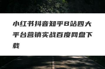 小红书抖音知乎B站四大平台营销实战百度网盘下载