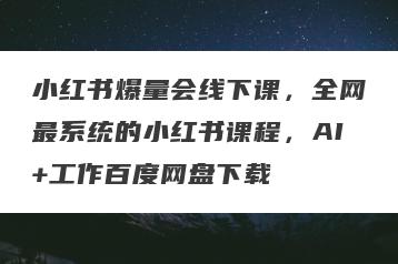 小红书爆量会线下课，全网最系统的小红书课程，AI+工作百度网盘下载