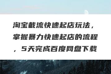 淘宝截流快速起店玩法，掌握暴力快速起店的流程，5天完成百度网盘下载