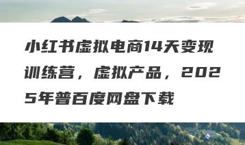 小红书虚拟电商14天变现训练营，虚拟产品，2025年普百度网盘下载